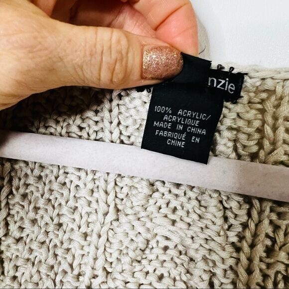 Kenzie Cream Oatmeal Open Cardigan Sweater Braided Tassels - Picture 7 of 8